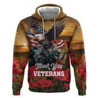 US Veterans Day American Army Zip Hoodie With Poppy Flowers - Wonder Print Shop