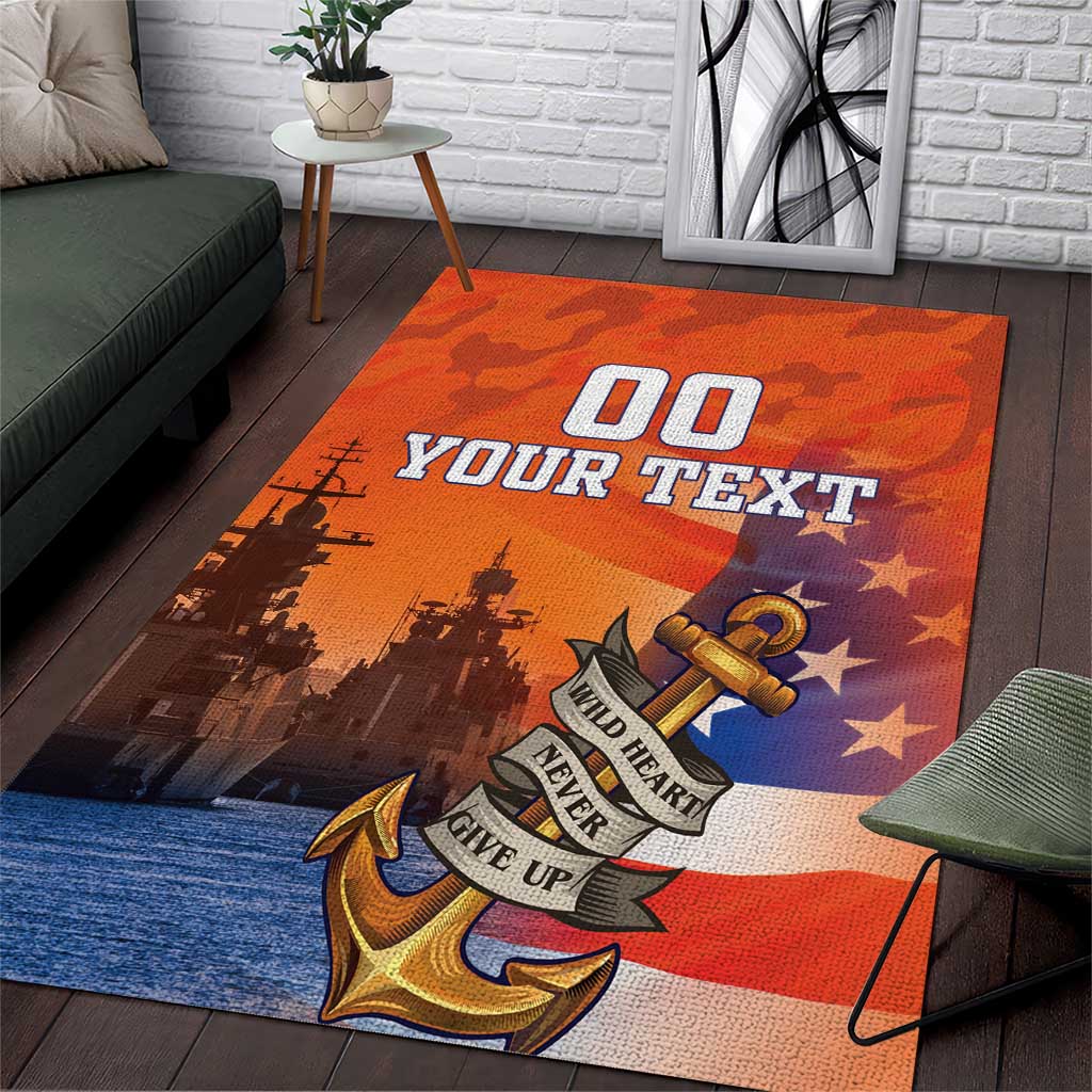 Custom US Navy Veteran Area Rug With Camouflage Pattern - Wonder Print Shop
