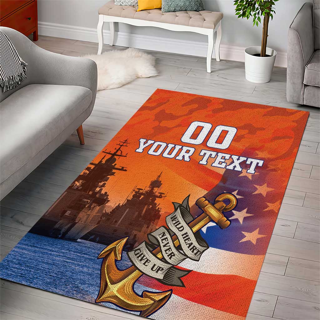Custom US Navy Veteran Area Rug With Camouflage Pattern - Wonder Print Shop