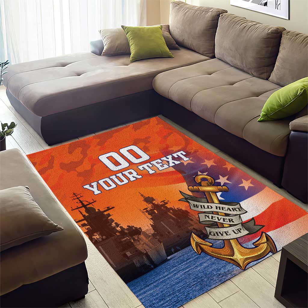 Custom US Navy Veteran Area Rug With Camouflage Pattern - Wonder Print Shop