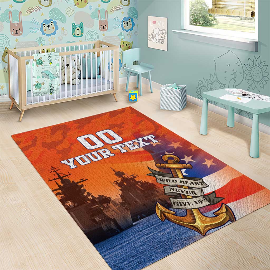 Custom US Navy Veteran Area Rug With Camouflage Pattern - Wonder Print Shop