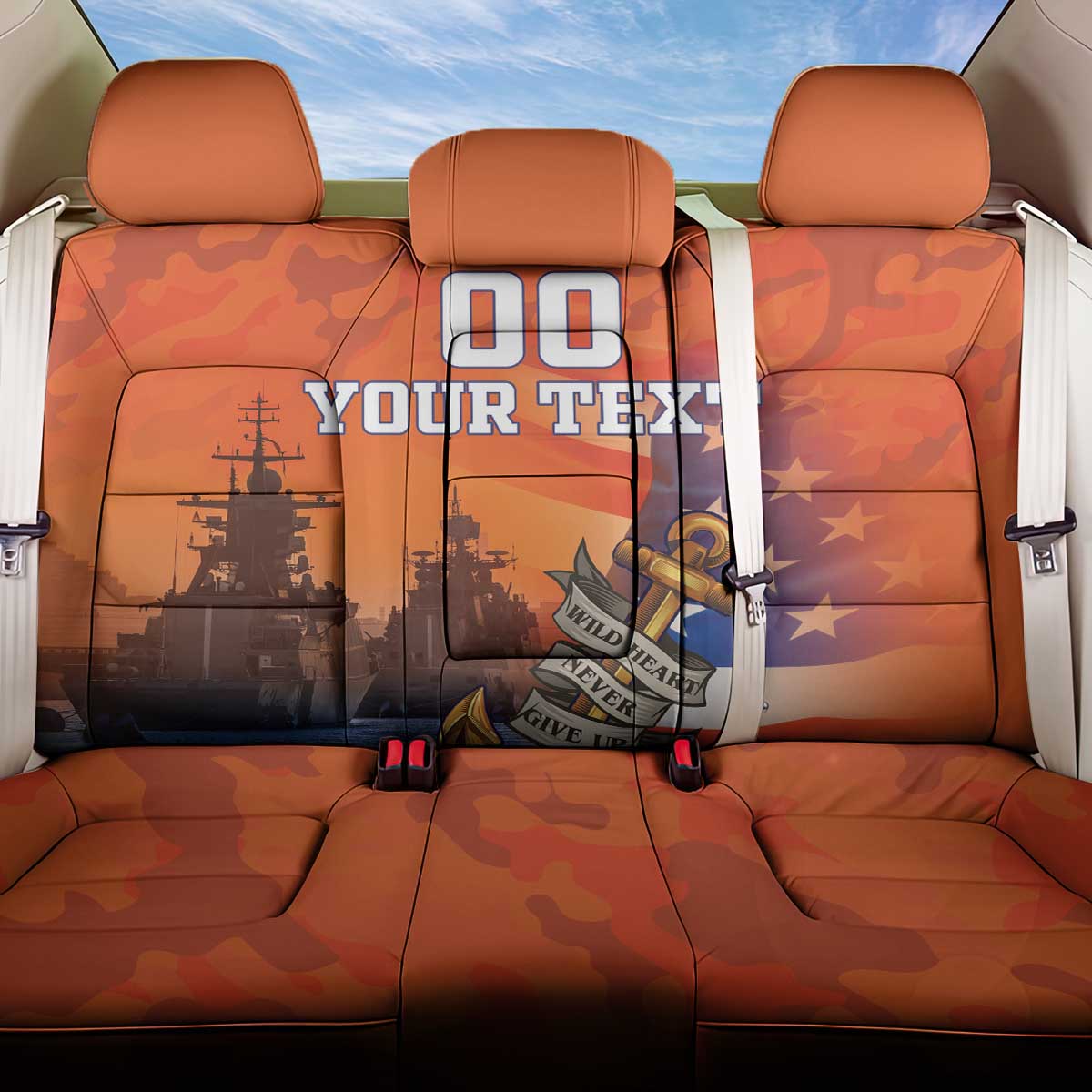 Custom US Navy Veteran Back Car Seat Cover With Camouflage Pattern - Wonder Print Shop