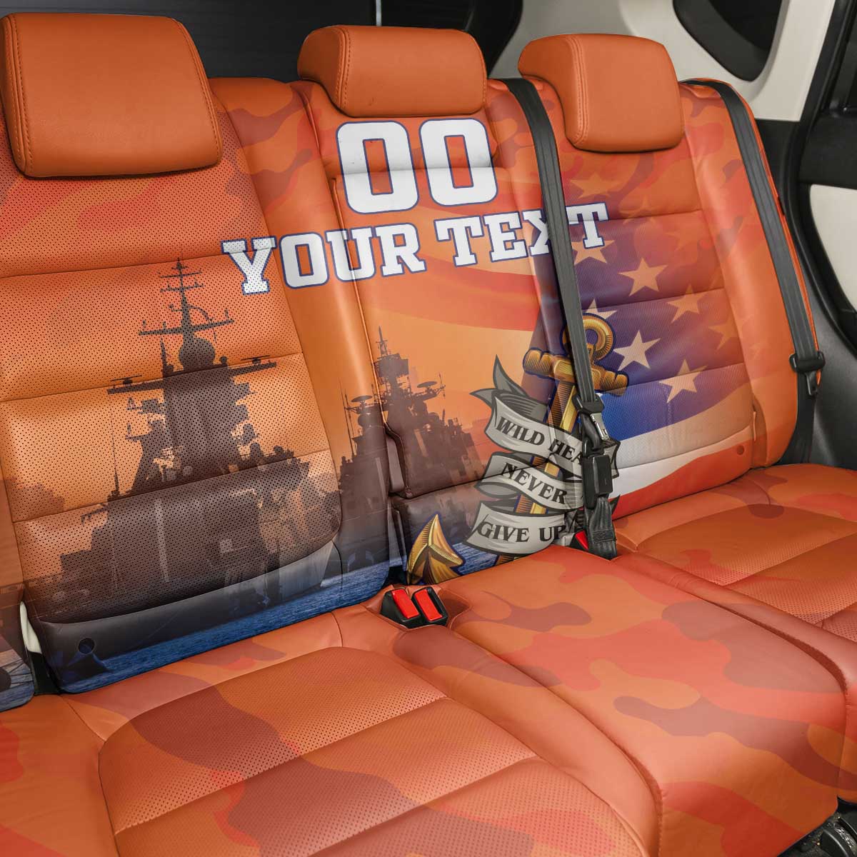 Custom US Navy Veteran Back Car Seat Cover With Camouflage Pattern - Wonder Print Shop