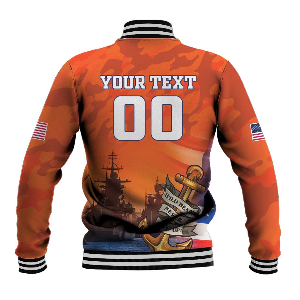 Custom US Navy Veteran Baseball Jacket With Camouflage Pattern - Wonder Print Shop