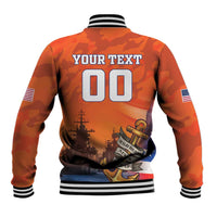 Custom US Navy Veteran Baseball Jacket With Camouflage Pattern - Wonder Print Shop