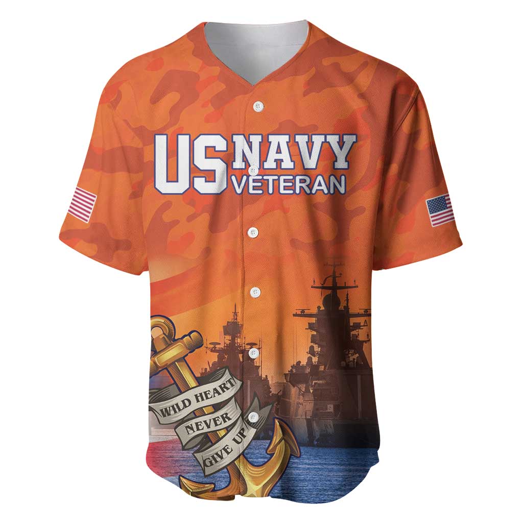 Custom US Navy Veteran Baseball Jersey With Camouflage Pattern - Wonder Print Shop