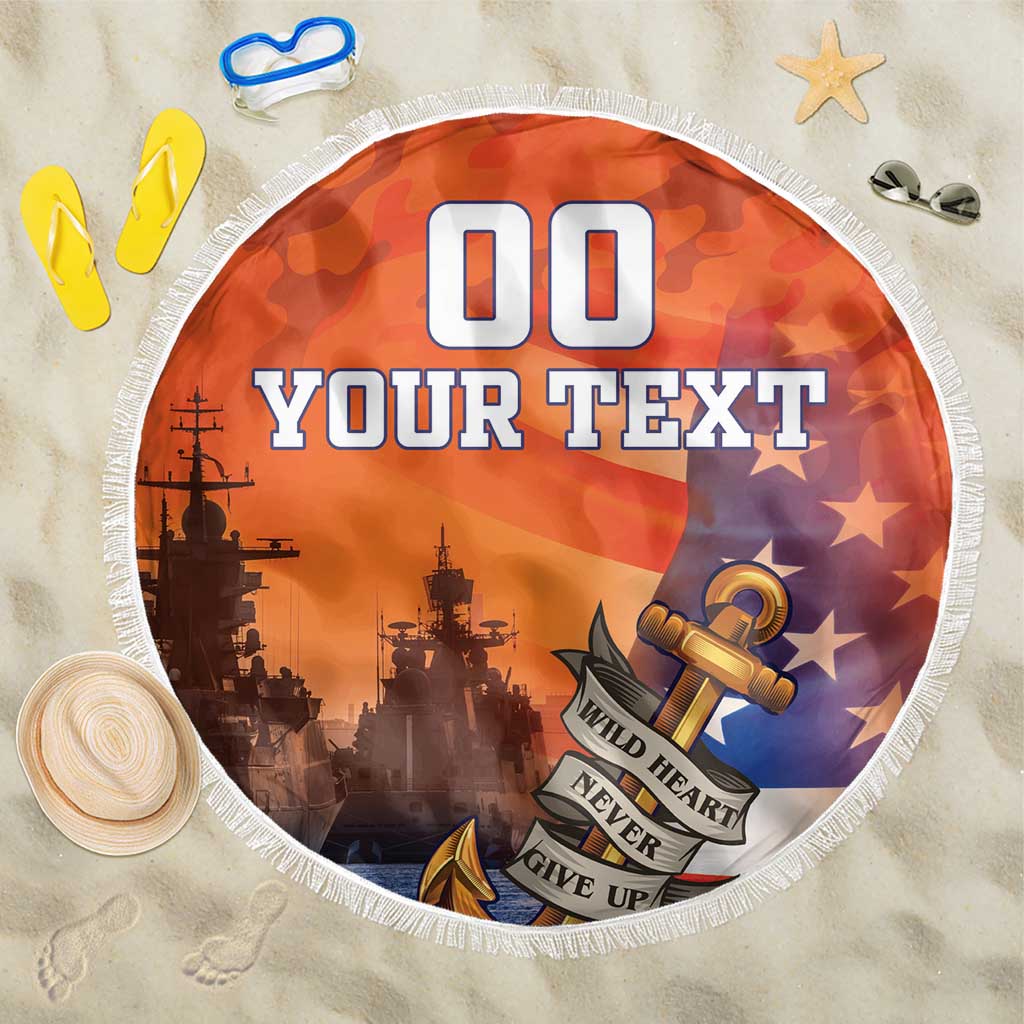 Custom US Navy Veteran Beach Blanket With Camouflage Pattern - Wonder Print Shop