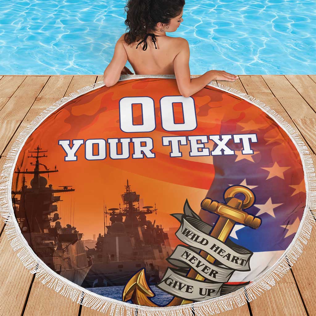 Custom US Navy Veteran Beach Blanket With Camouflage Pattern - Wonder Print Shop