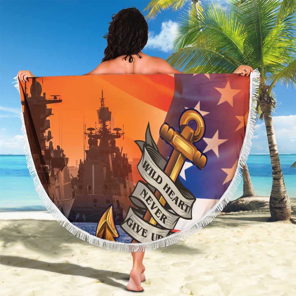 Custom US Navy Veteran Beach Blanket With Camouflage Pattern - Wonder Print Shop