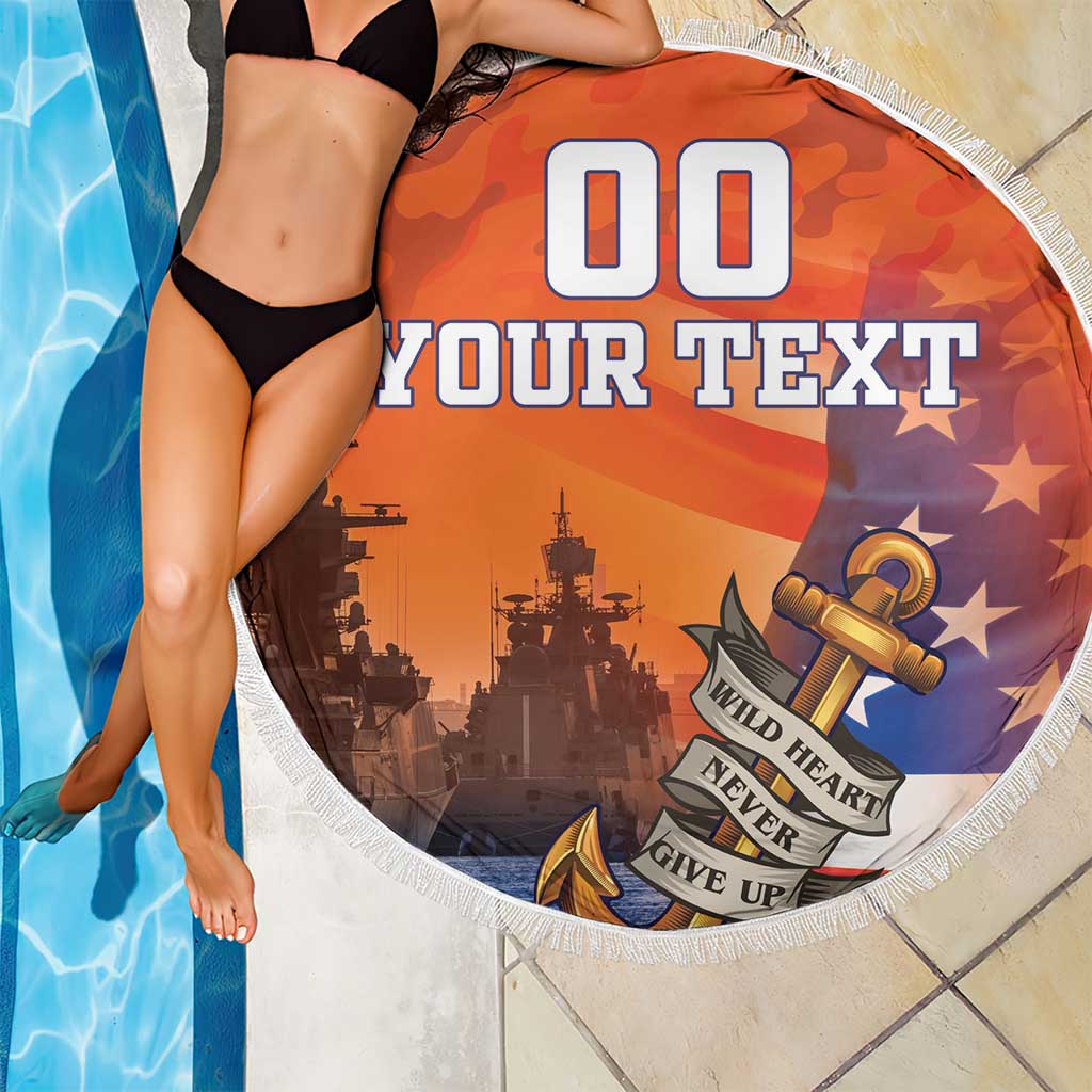 Custom US Navy Veteran Beach Blanket With Camouflage Pattern - Wonder Print Shop
