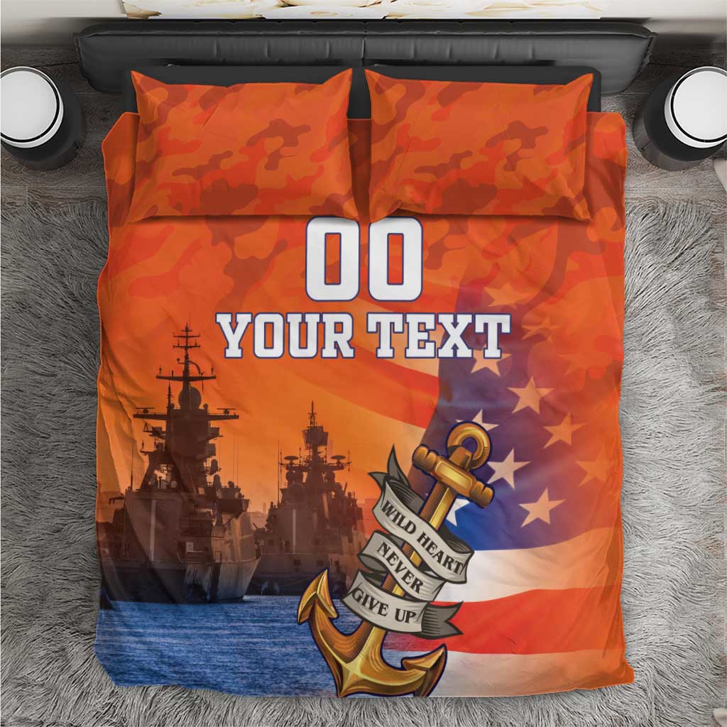 Custom US Navy Veteran Bedding Set With Camouflage Pattern - Wonder Print Shop