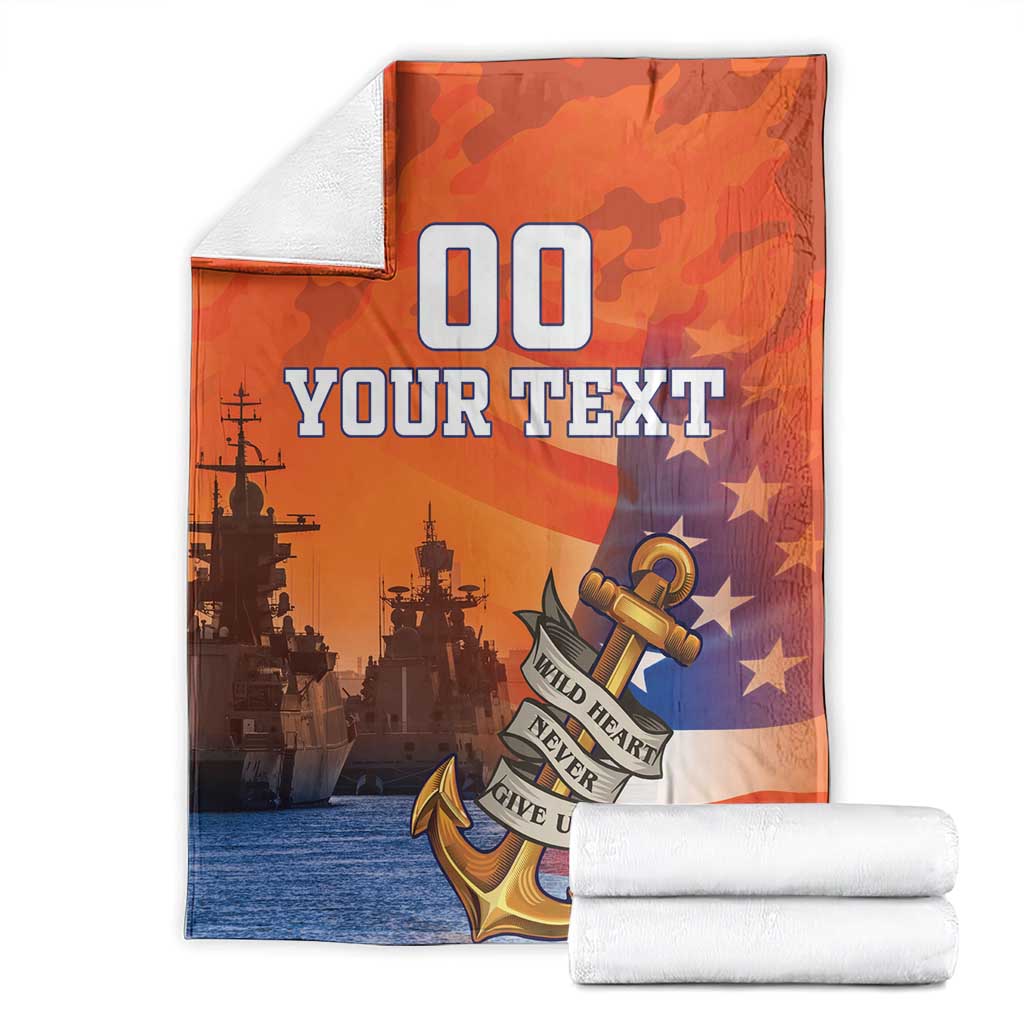 Custom US Navy Veteran Blanket With Camouflage Pattern
