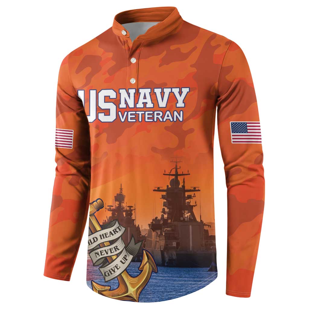 Custom US Navy Veteran Button Sweatshirt With Camouflage Pattern - Wonder Print Shop