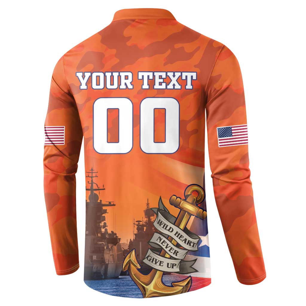 Custom US Navy Veteran Button Sweatshirt With Camouflage Pattern - Wonder Print Shop