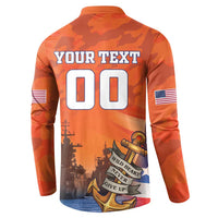 Custom US Navy Veteran Button Sweatshirt With Camouflage Pattern - Wonder Print Shop