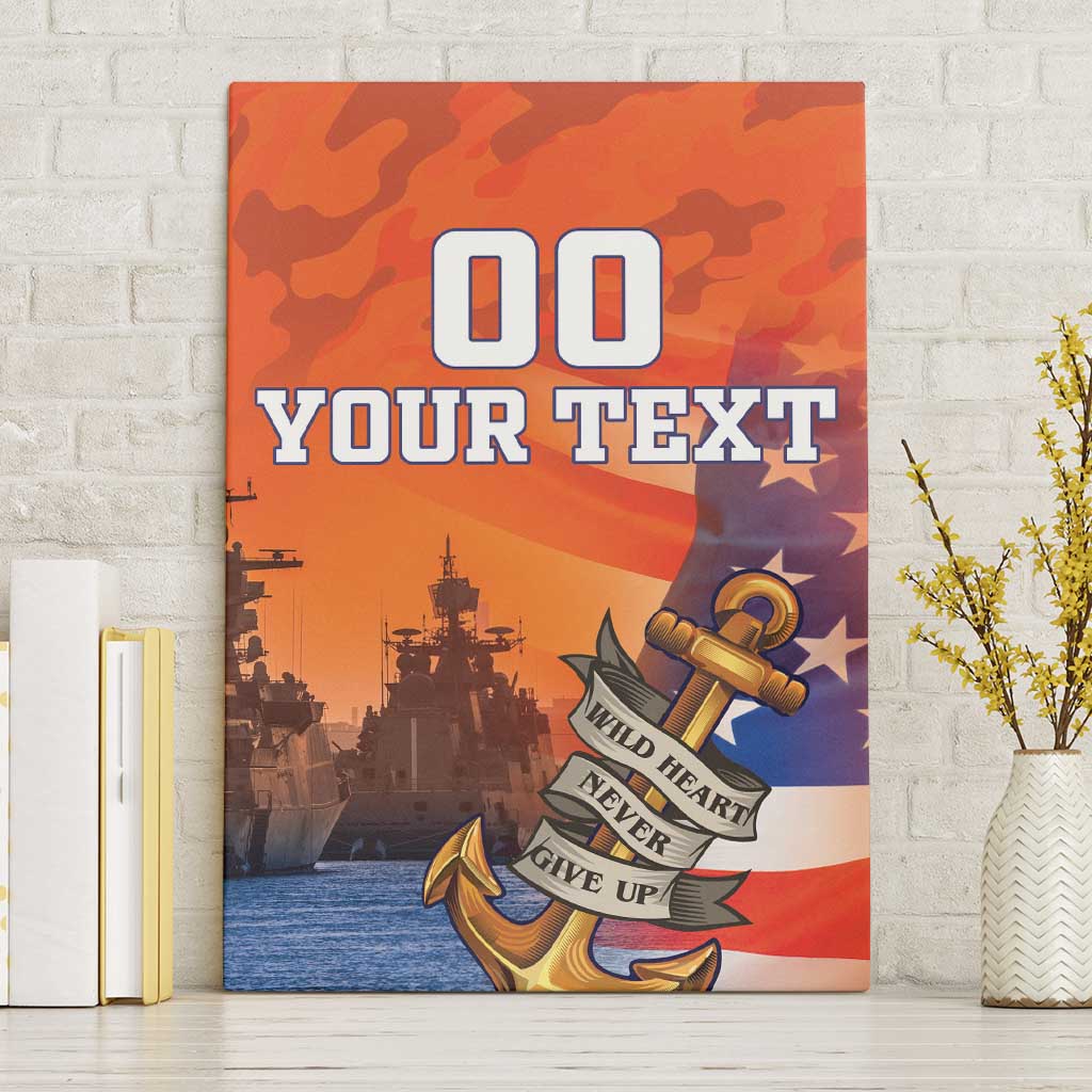 Custom US Navy Veteran Canvas Wall Art With Camouflage Pattern - Wonder Print Shop