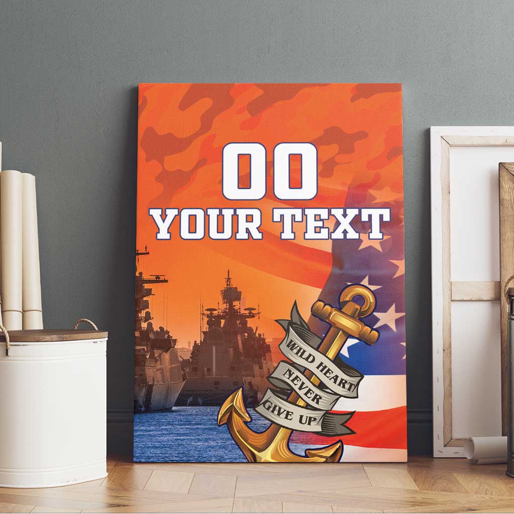 Custom US Navy Veteran Canvas Wall Art With Camouflage Pattern - Wonder Print Shop