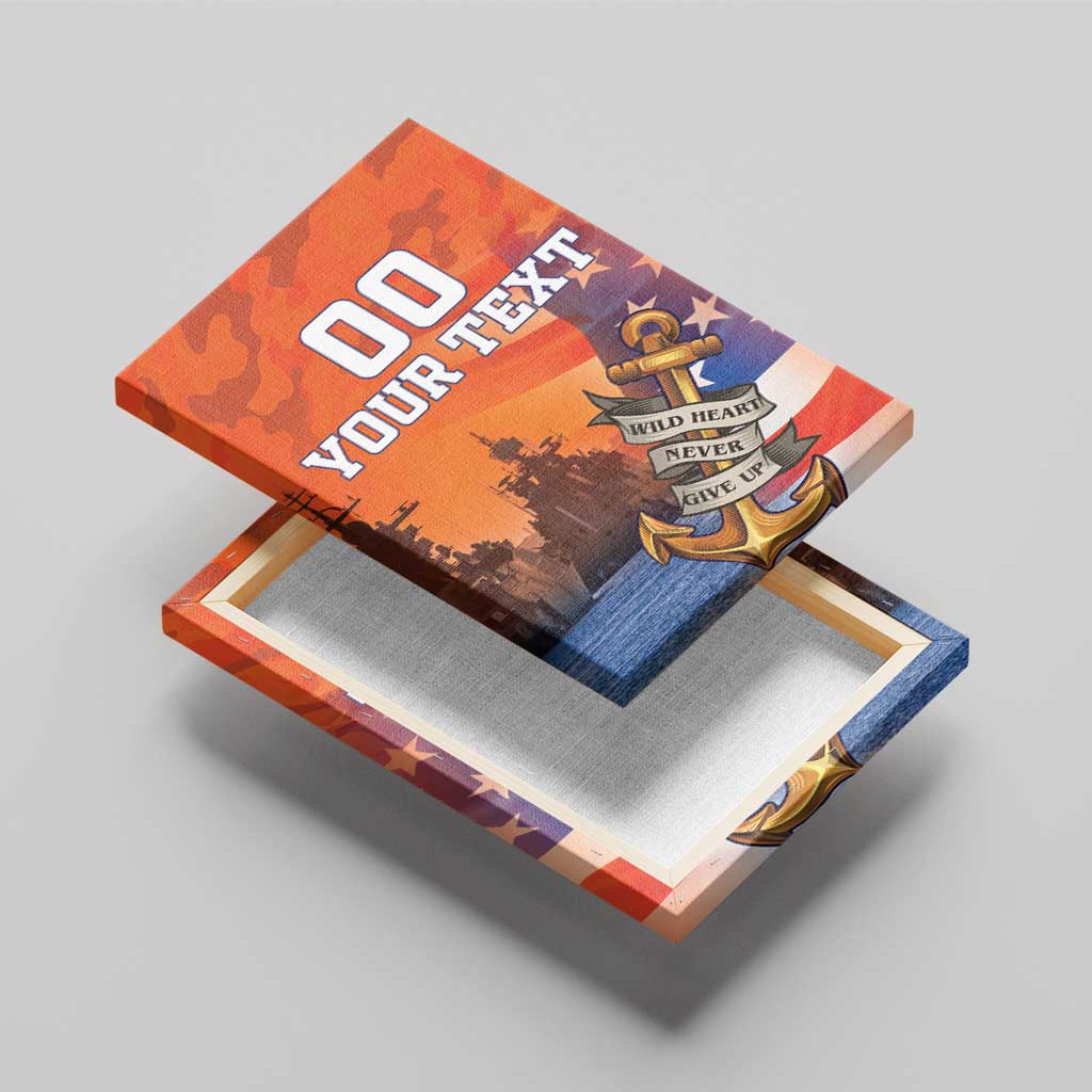 Custom US Navy Veteran Canvas Wall Art With Camouflage Pattern - Wonder Print Shop