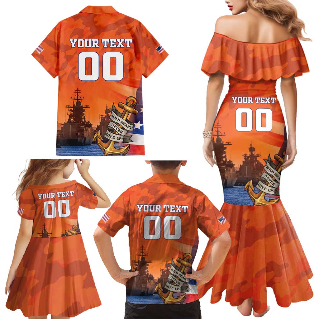 Custom US Navy Veteran Family Matching Mermaid Dress and Hawaiian Shirt With Camouflage Pattern - Wonder Print Shop