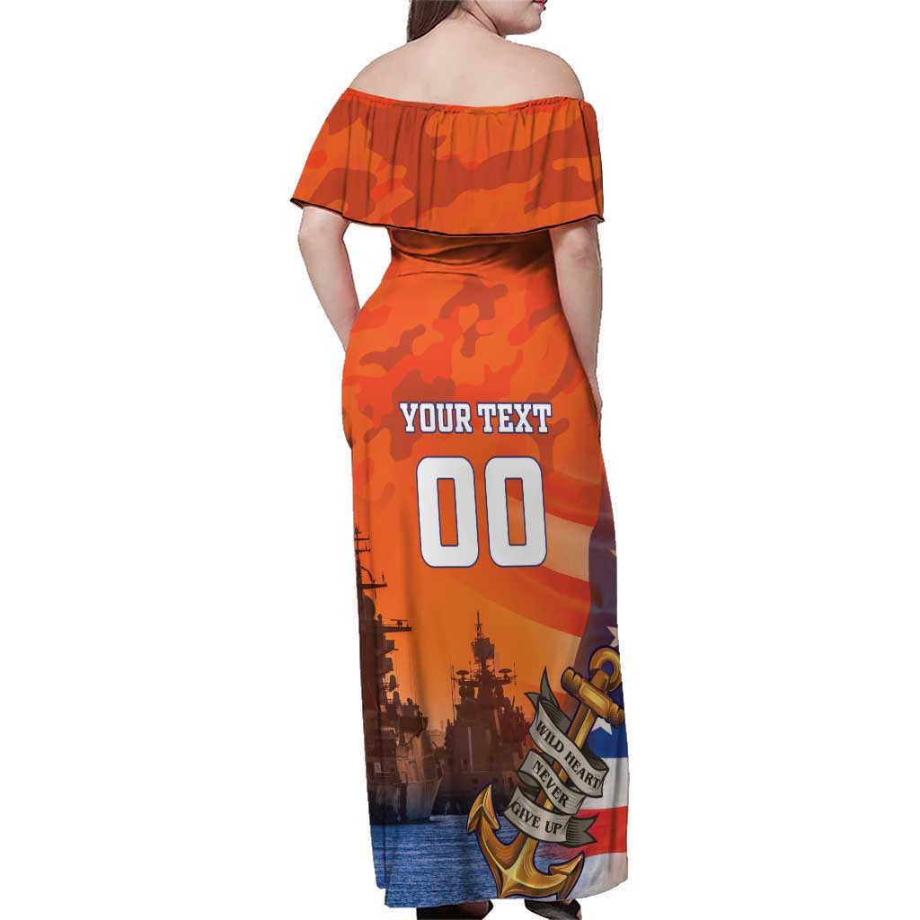 Custom US Navy Veteran Family Matching Off Shoulder Maxi Dress and Hawaiian Shirt With Camouflage Pattern - Wonder Print Shop