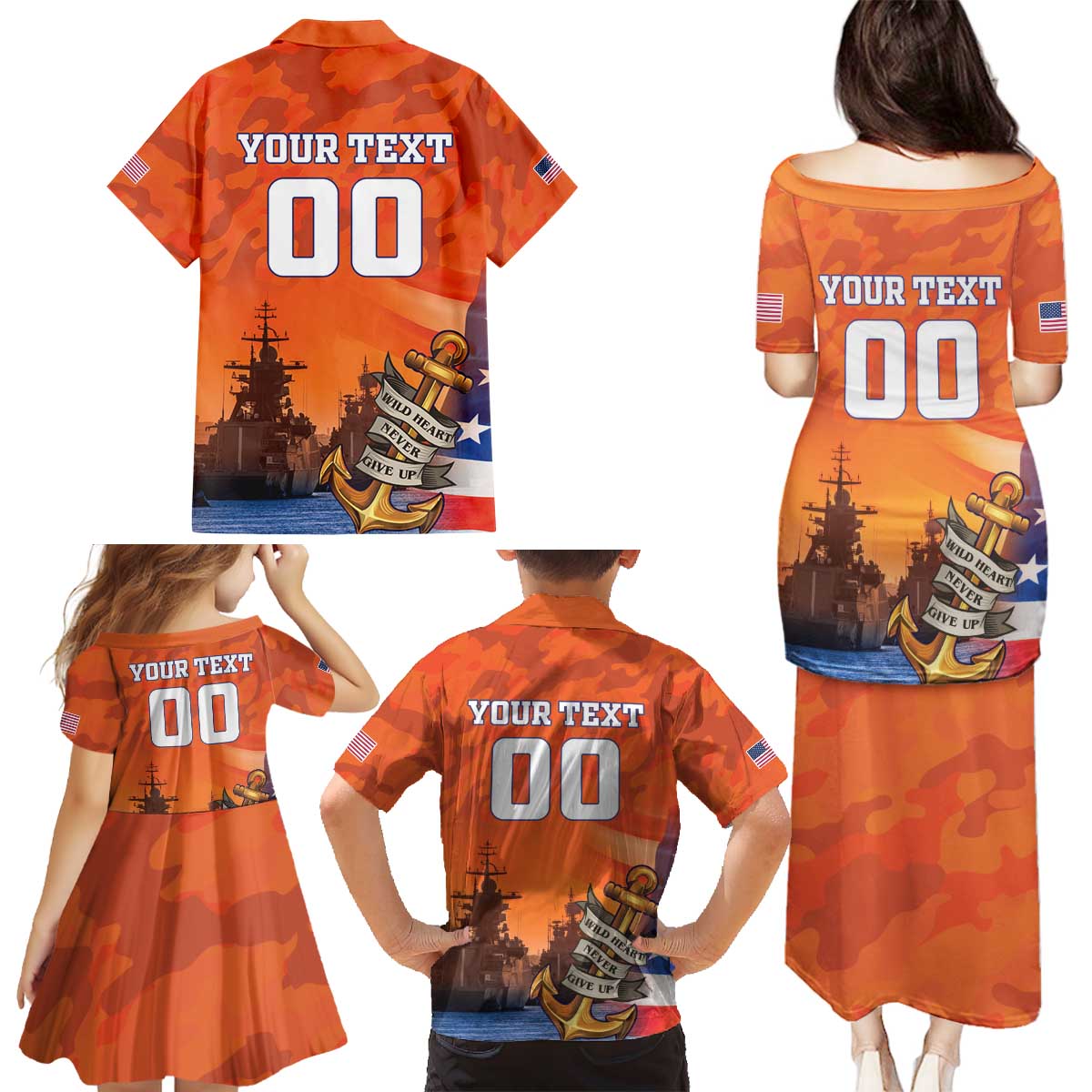 Custom US Navy Veteran Family Matching Puletasi and Hawaiian Shirt With Camouflage Pattern - Wonder Print Shop