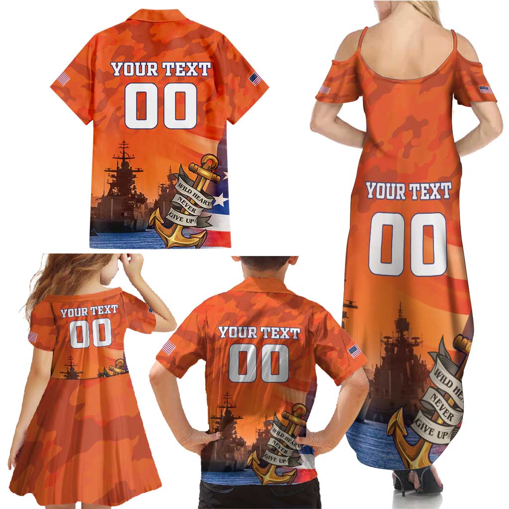 Custom US Navy Veteran Family Matching Summer Maxi Dress and Hawaiian Shirt With Camouflage Pattern - Wonder Print Shop