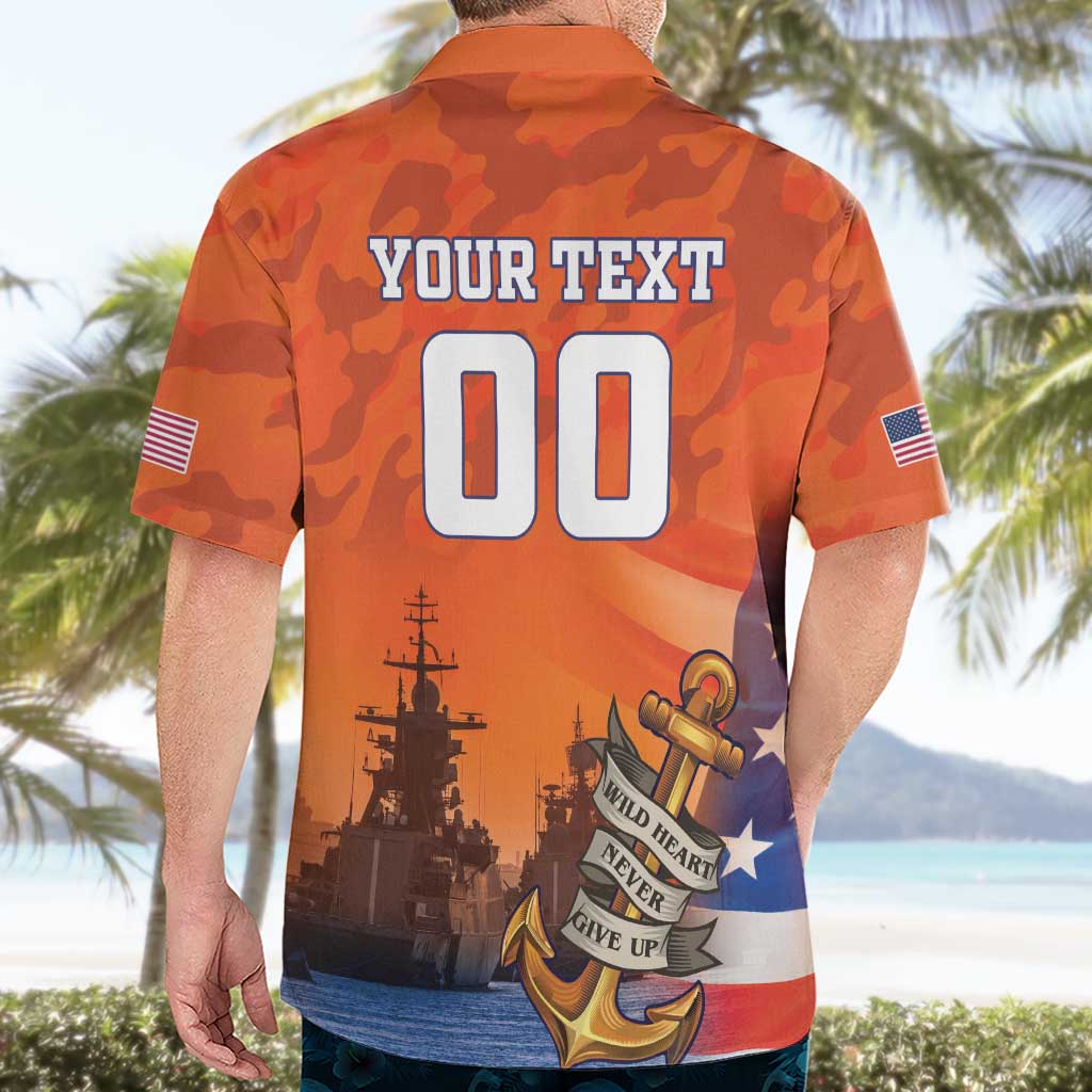 Custom US Navy Veteran Hawaiian Shirt With Camouflage Pattern - Wonder Print Shop