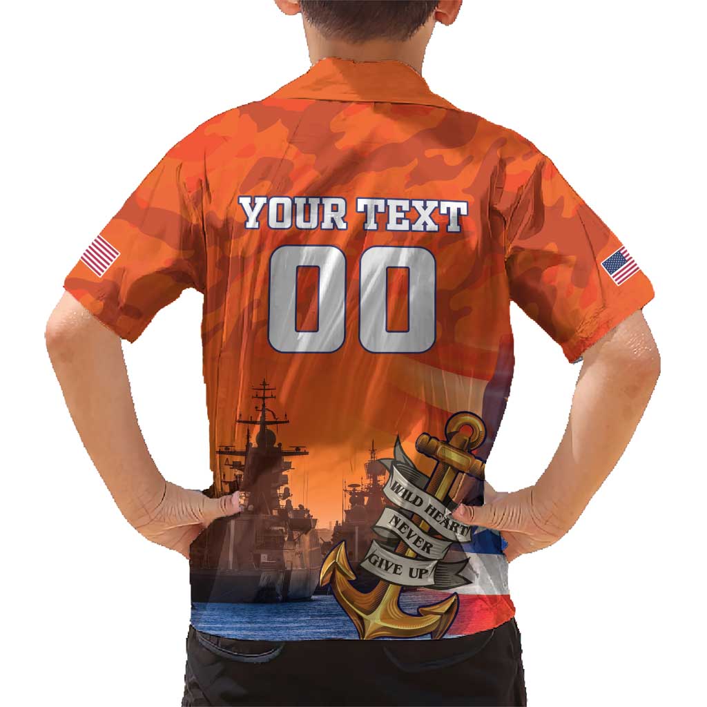 Custom US Navy Veteran Kid Hawaiian Shirt With Camouflage Pattern - Wonder Print Shop