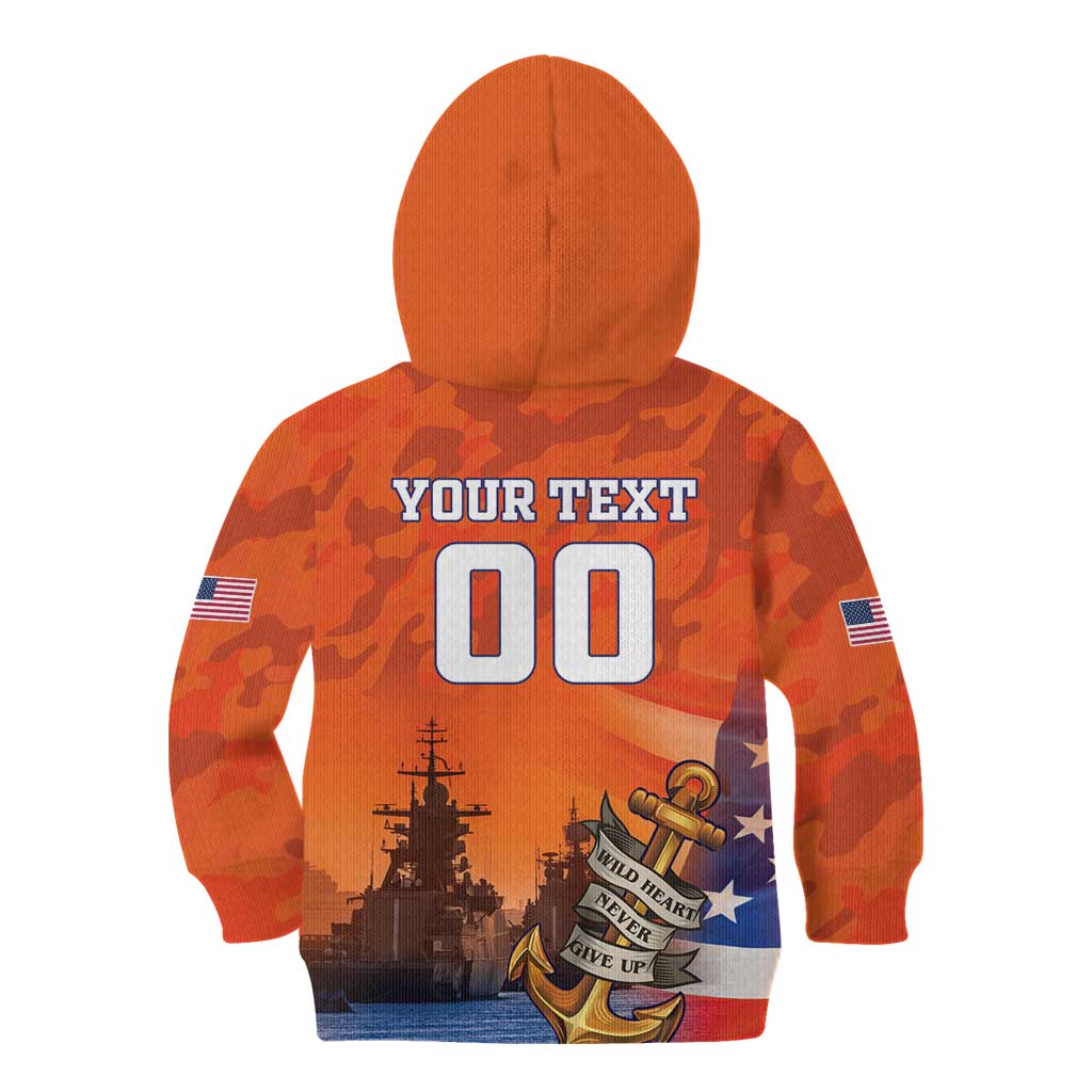 Custom US Navy Veteran Kid Hoodie With Camouflage Pattern - Wonder Print Shop
