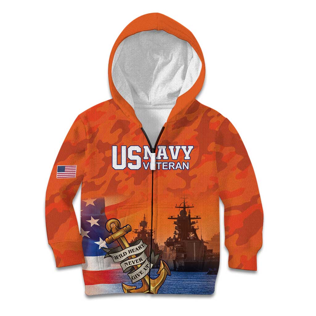 Custom US Navy Veteran Kid Hoodie With Camouflage Pattern - Wonder Print Shop