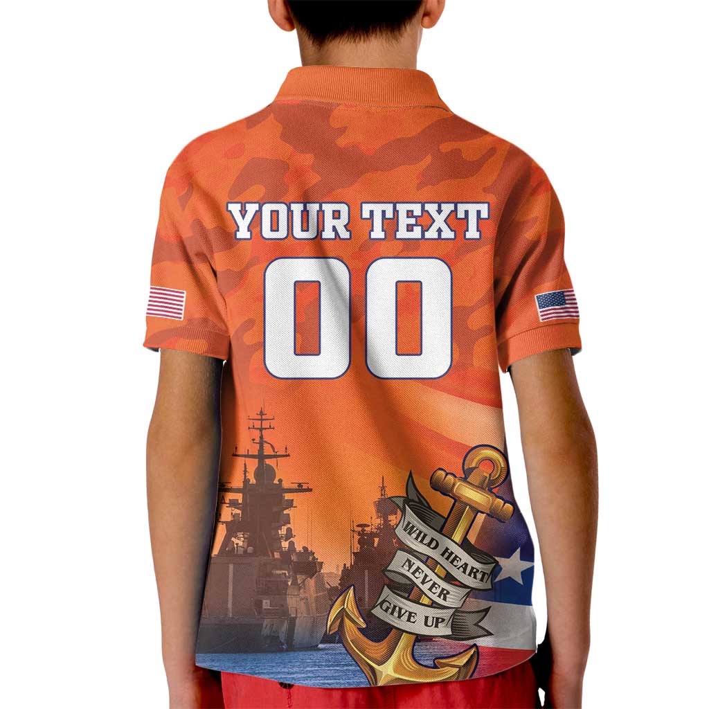Custom US Navy Veteran Kid Polo Shirt With Camouflage Pattern - Wonder Print Shop
