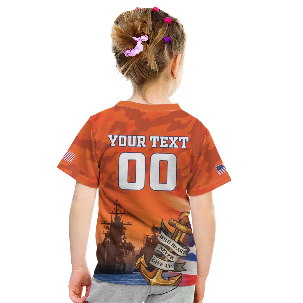 Custom US Navy Veteran Kid T Shirt With Camouflage Pattern - Wonder Print Shop