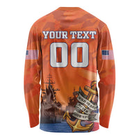 Custom US Navy Veteran Long Sleeve Shirt With Camouflage Pattern - Wonder Print Shop