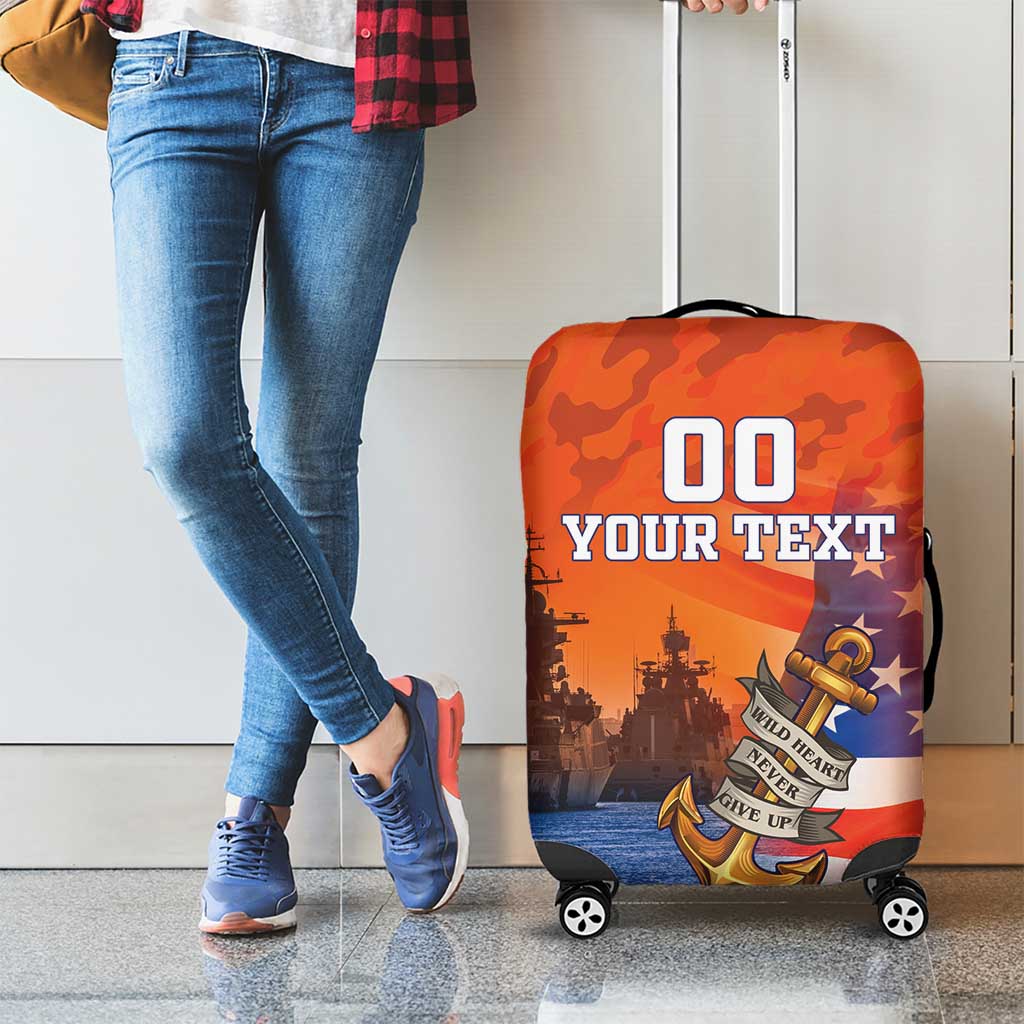 Custom US Navy Veteran Luggage Cover With Camouflage Pattern - Wonder Print Shop
