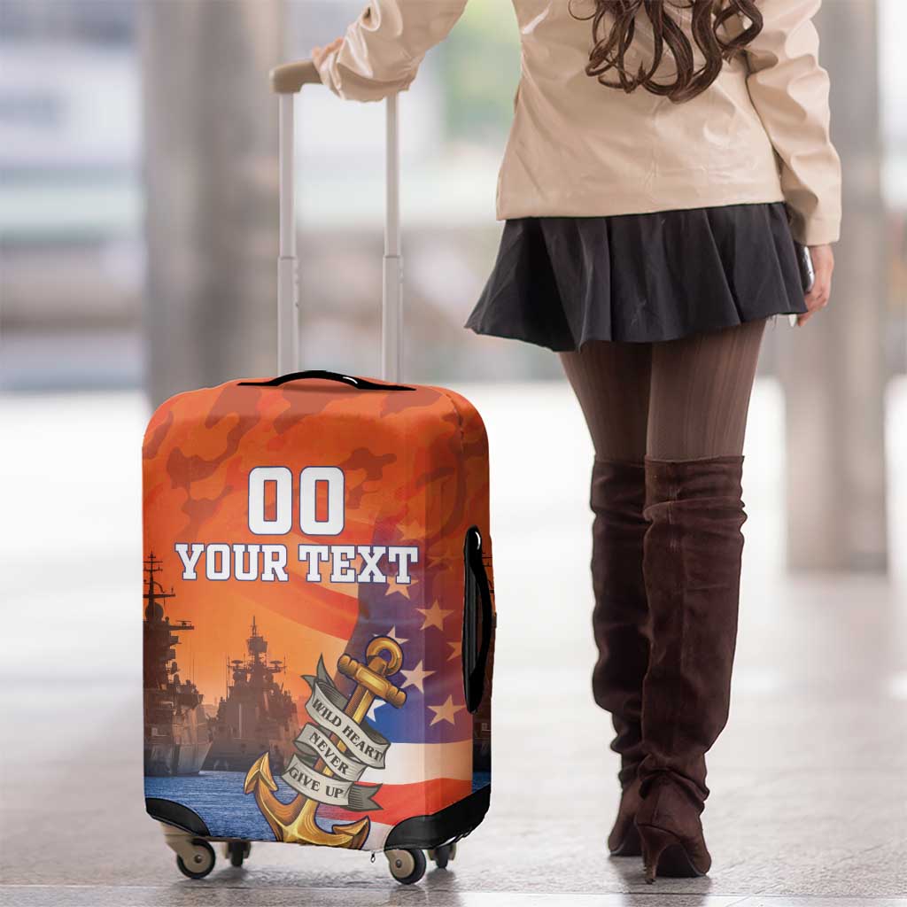 Custom US Navy Veteran Luggage Cover With Camouflage Pattern - Wonder Print Shop