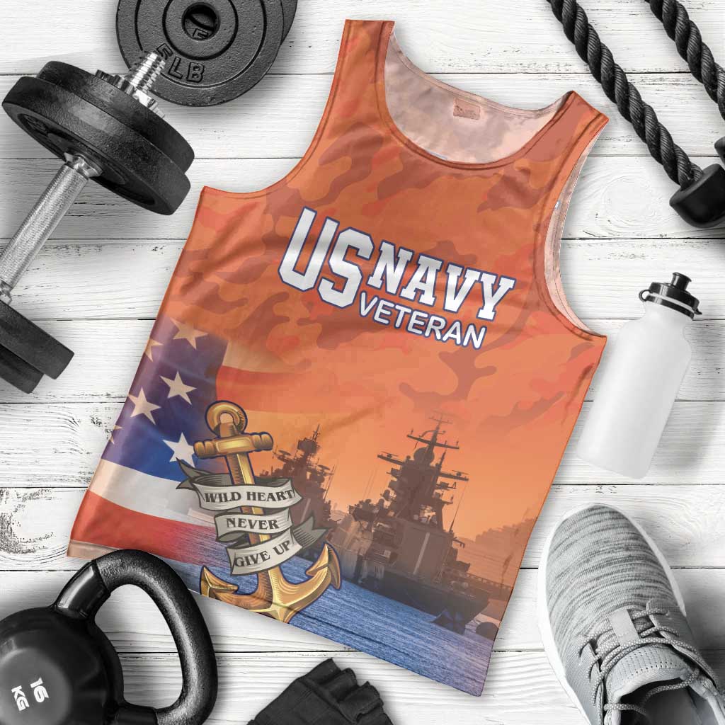 Custom US Navy Veteran Men Tank Top With Camouflage Pattern - Wonder Print Shop