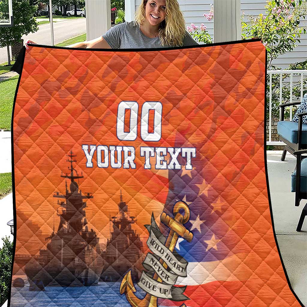 Custom US Navy Veteran Quilt With Camouflage Pattern - Wonder Print Shop