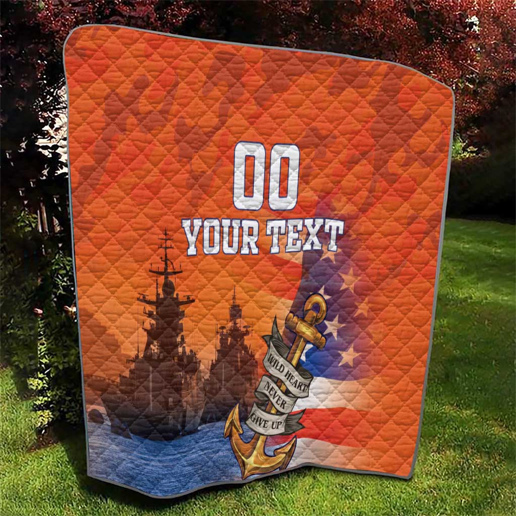 Custom US Navy Veteran Quilt With Camouflage Pattern - Wonder Print Shop