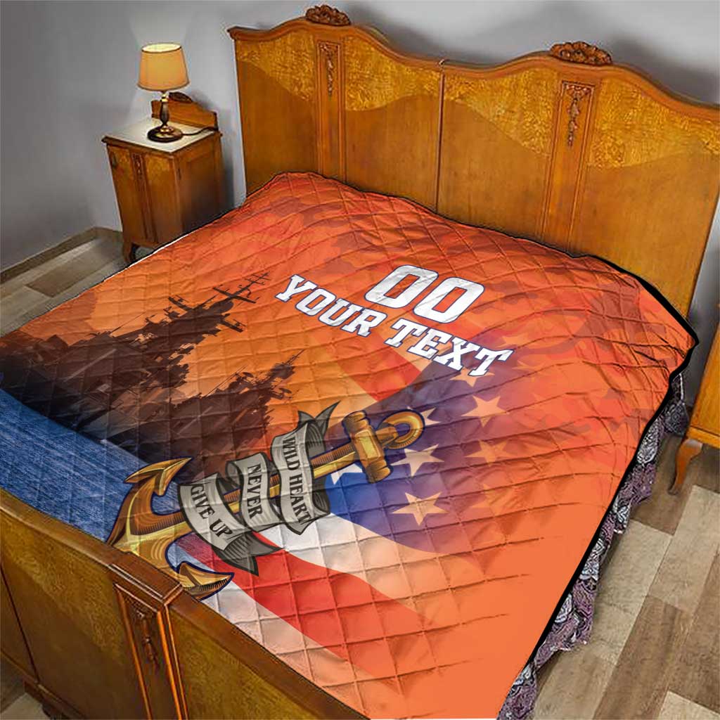 Custom US Navy Veteran Quilt With Camouflage Pattern - Wonder Print Shop