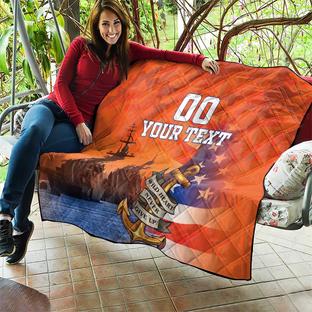 Custom US Navy Veteran Quilt With Camouflage Pattern - Wonder Print Shop