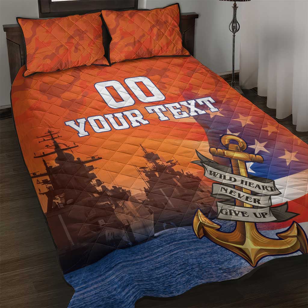 Custom US Navy Veteran Quilt Bed Set With Camouflage Pattern - Wonder Print Shop