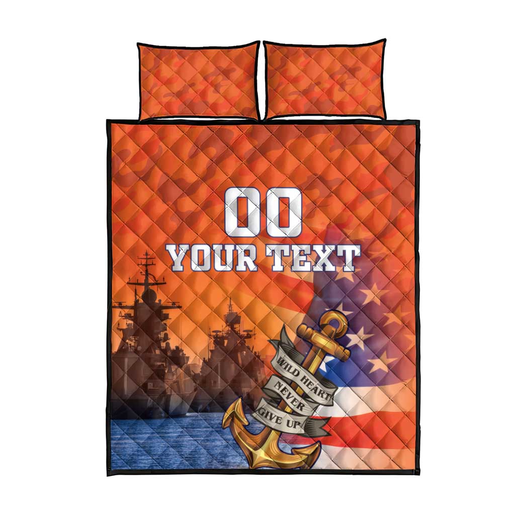 Custom US Navy Veteran Quilt Bed Set With Camouflage Pattern - Wonder Print Shop