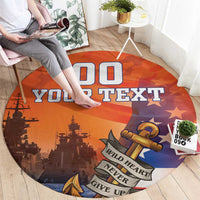 Custom US Navy Veteran Round Carpet With Camouflage Pattern