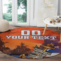 Custom US Navy Veteran Round Carpet With Camouflage Pattern