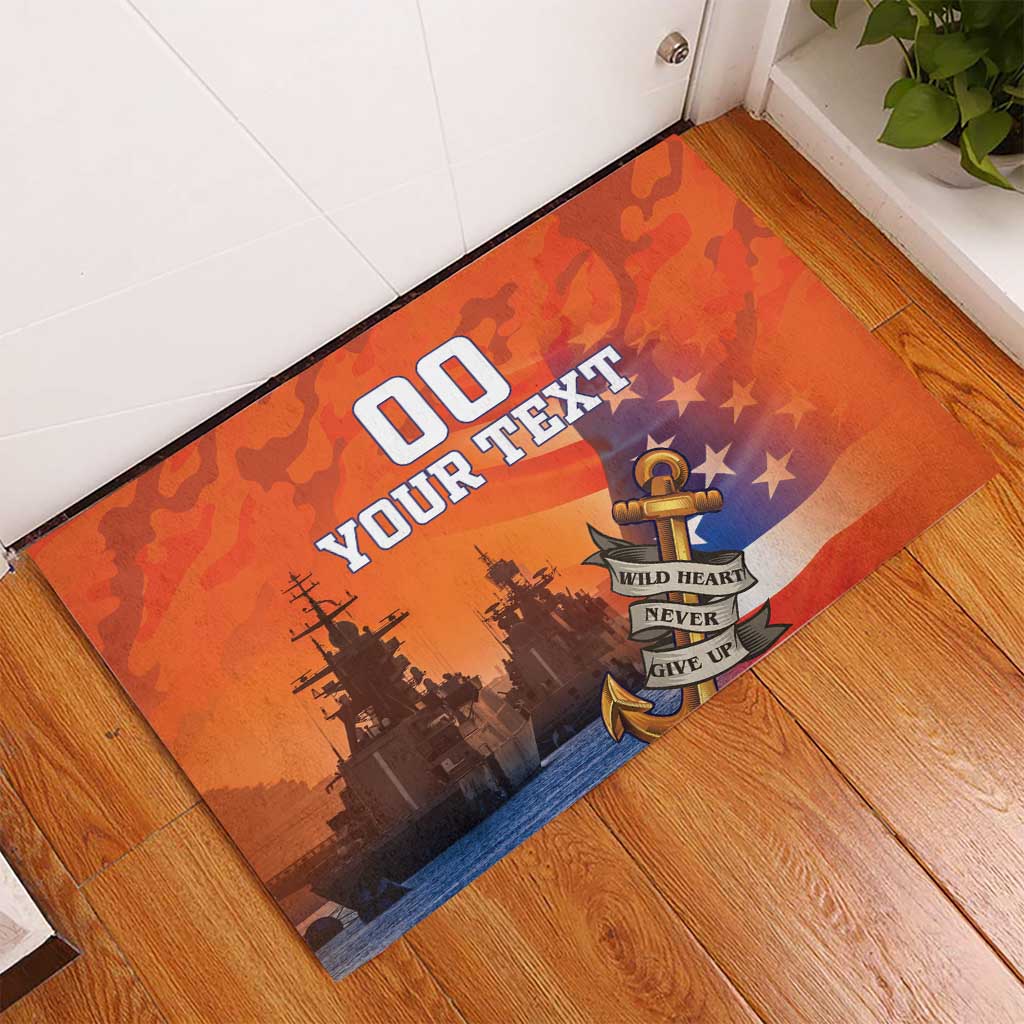 Custom US Navy Veteran Rubber Doormat With Camouflage Pattern - Wonder Print Shop