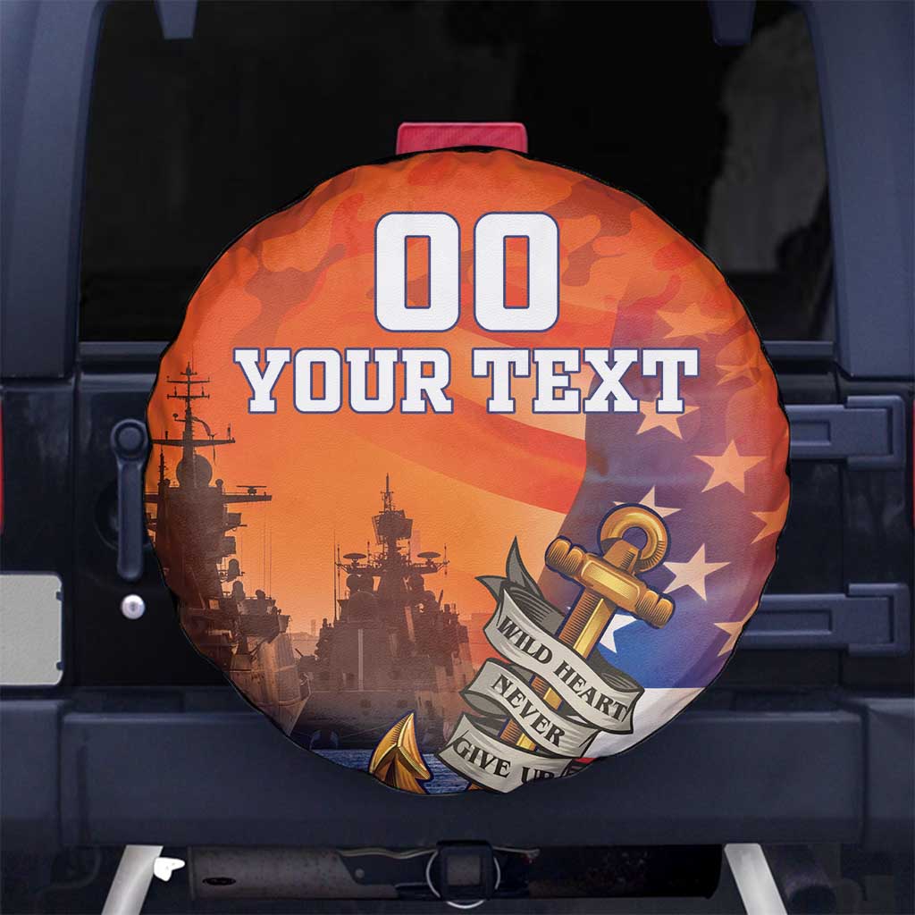 Custom US Navy Veteran Spare Tire Cover With Camouflage Pattern - Wonder Print Shop
