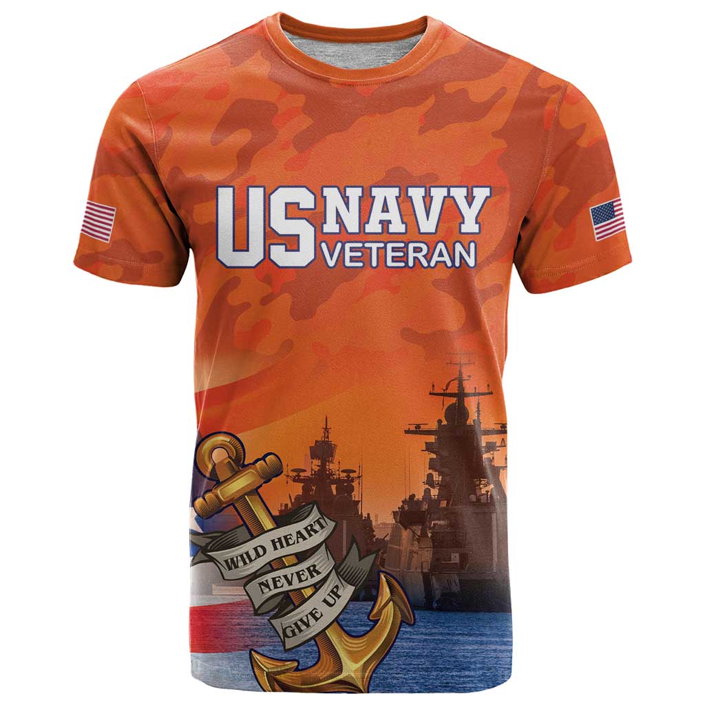 Custom US Navy Veteran T Shirt With Camouflage Pattern - Wonder Print Shop