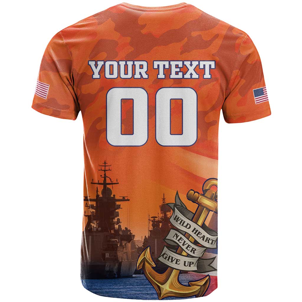 Custom US Navy Veteran T Shirt With Camouflage Pattern - Wonder Print Shop