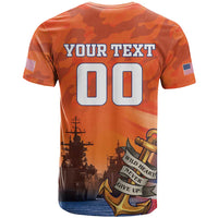 Custom US Navy Veteran T Shirt With Camouflage Pattern - Wonder Print Shop