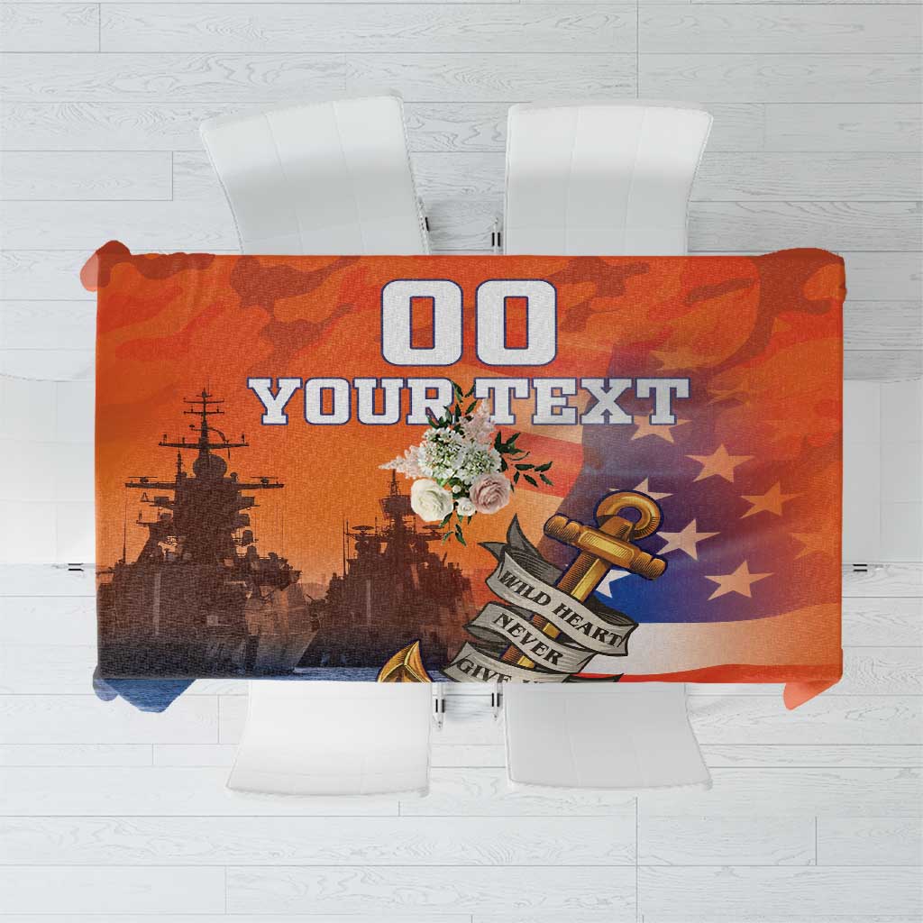 Custom US Navy Veteran Tablecloth With Camouflage Pattern - Wonder Print Shop